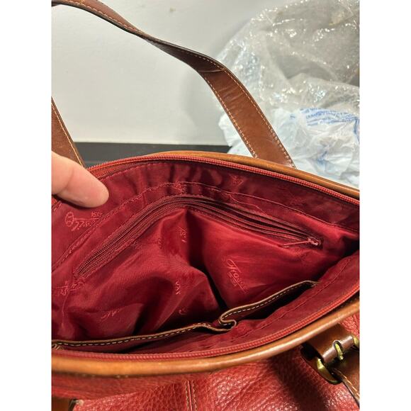 Vintage Fossil Red Pebbled Leather Purse Shoulder Bag - Picture 10 of 13